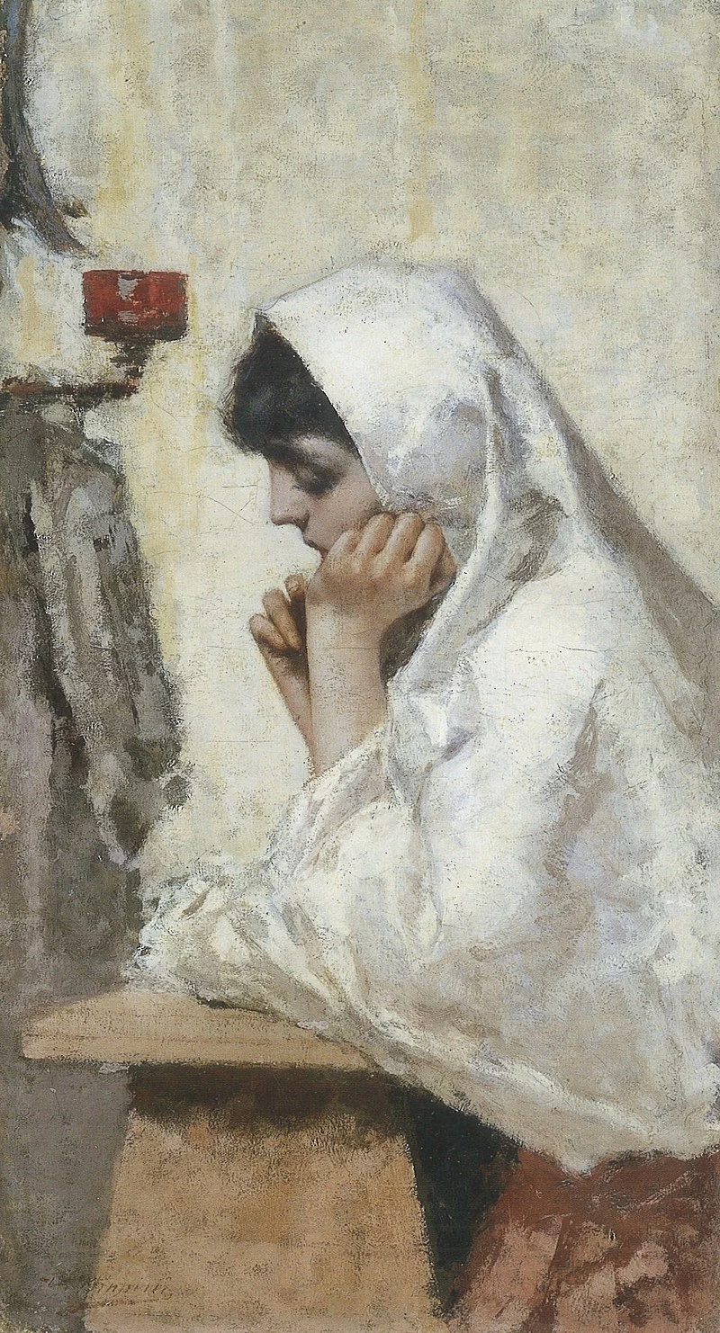  140-Francesco Filippini-Vestito bianco o Ritratto di giovane donna con manto bianco- Civici Musei d'arte e storia di Brescia